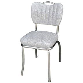 Richardson Seating Corp 4260CIG 4260 Handle Back Diner Chair -Cracked Ice Grey- with Single Tone Channel Back and 2 in. Box Seat - Chrome