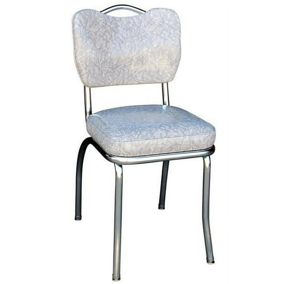 Richardson Seating Corp 4261CIG 4261 Handle Back Diner Chair -Cracked Ice Grey- with 2 in. Box Seat  - Chrome