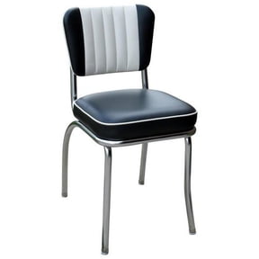 Richardson Seating Corp Dual Tone Channel Back Diner Chair - Black - 2 in. Box Seat - Chrome
