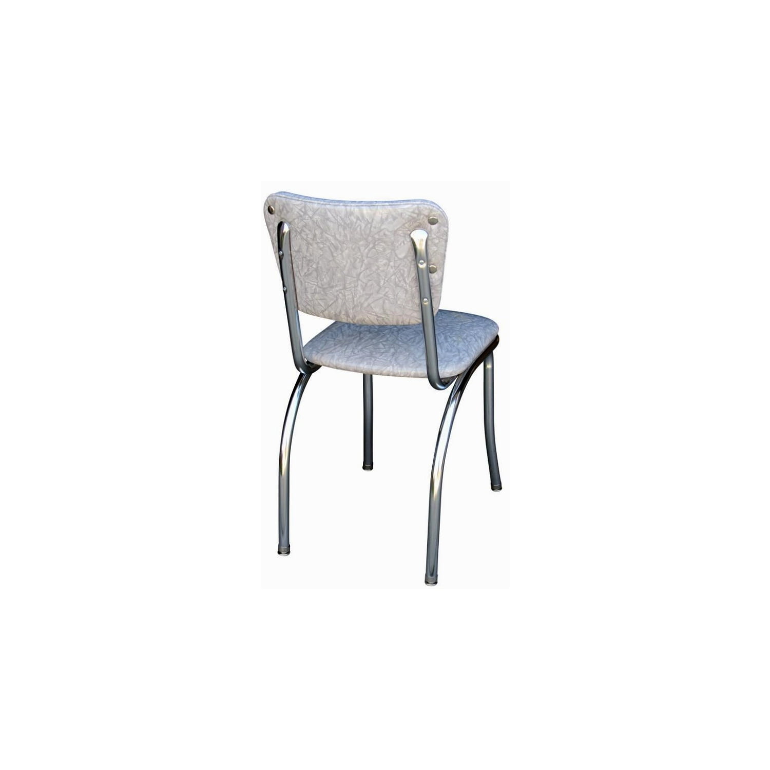 Mid-Back Chrome Base Gray Vinyl Upholstered Dining Chair