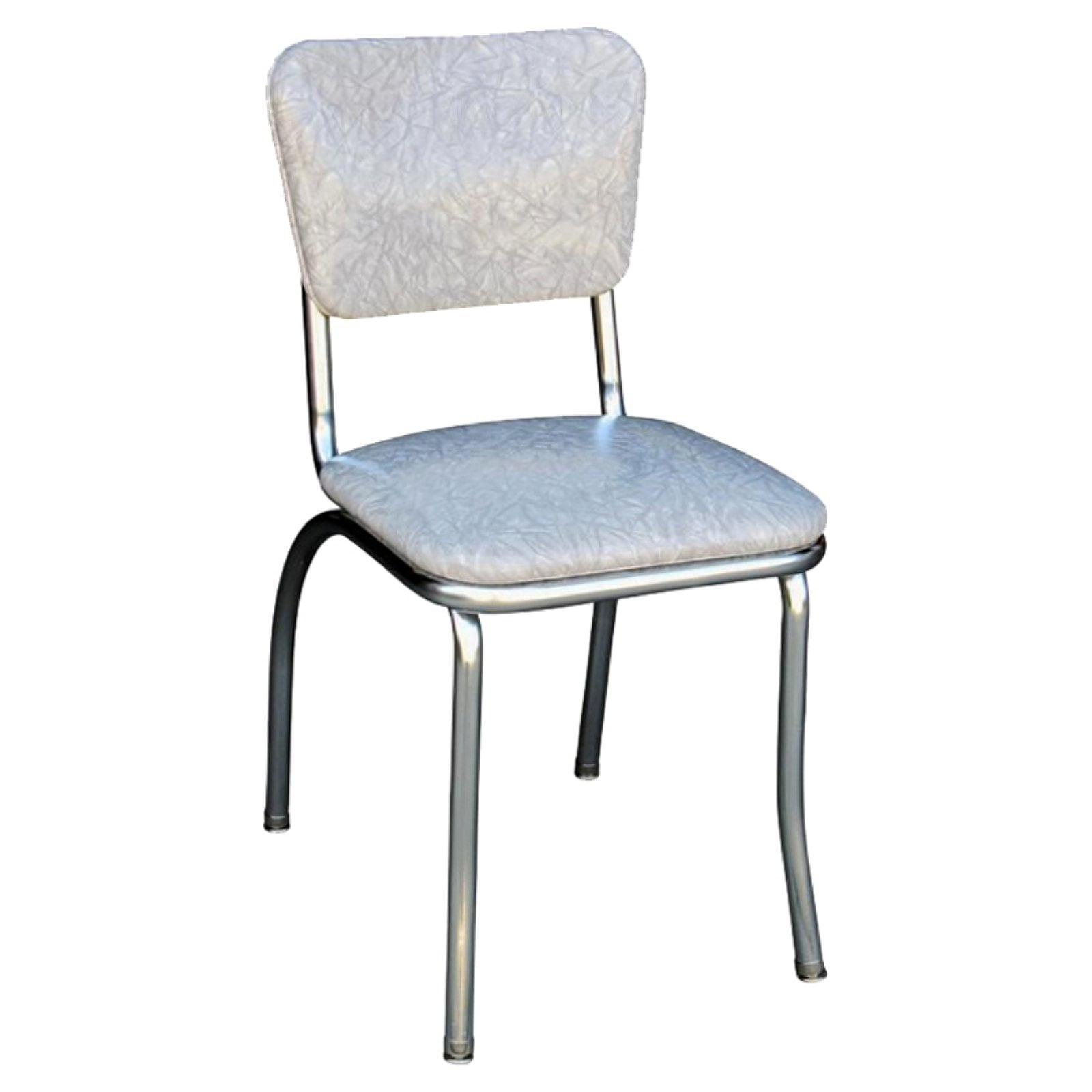 Mid-Back Chrome Base Gray Vinyl Upholstered Dining Chair