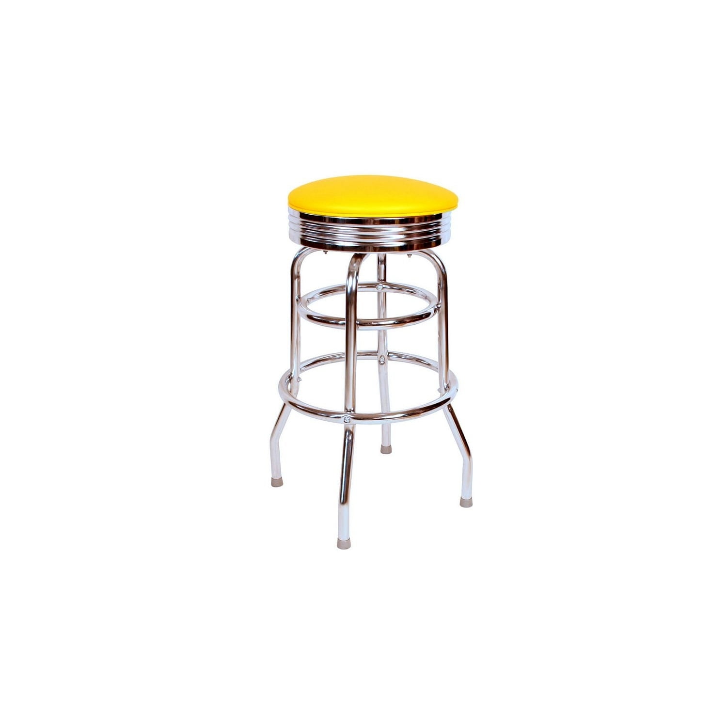 Retro Yellow 30'' Swivel Adjustable Backless Bar Stool