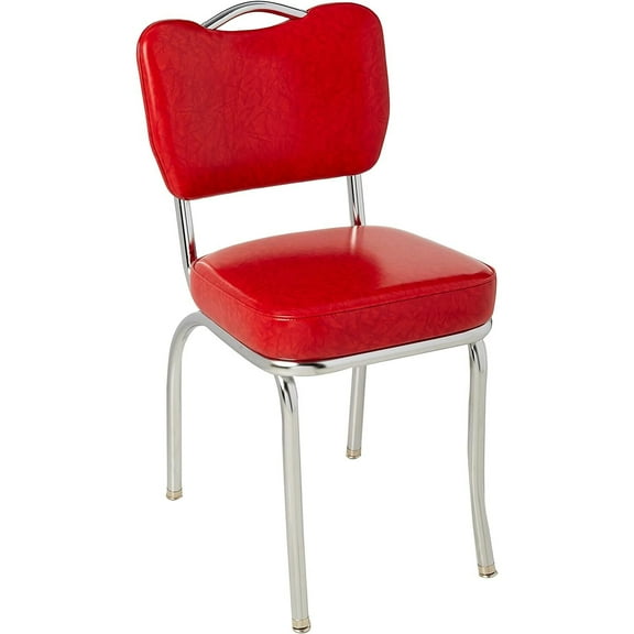 Richardson Seating Handle Back Diner Chair with 2" Box Seat-Color:Cracked Ice Red
