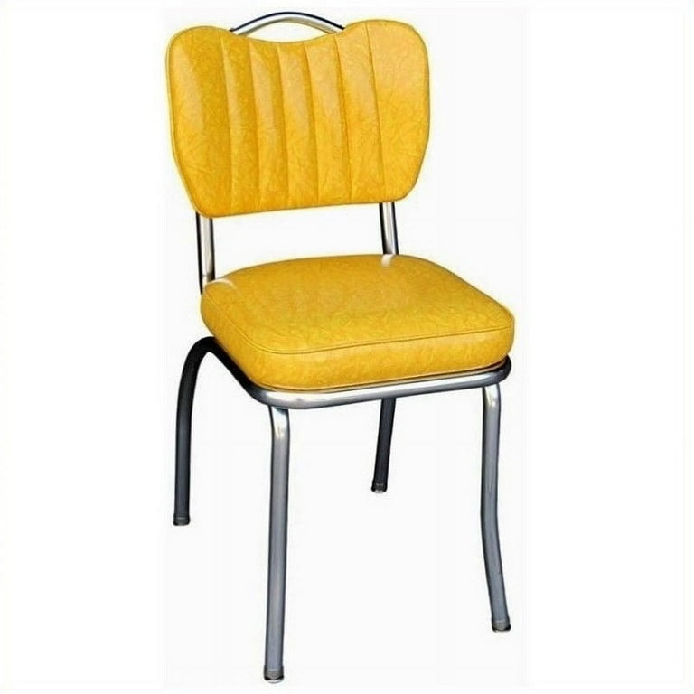 Richardson Seating Retro 1950s Handle Back Retro Kitchen Dining Chair in Cracked Ice Yellow