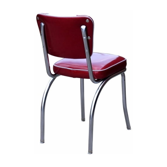 Richardson Seating Retro Diner Side Chair-Color:Zodiac Burgundy/Zodiac Silver,Seat Type:Box Seat