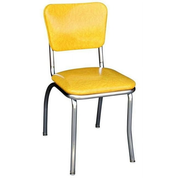 Richardson Seating Retro Steel Dining Chair, Cracked Ice Yellow