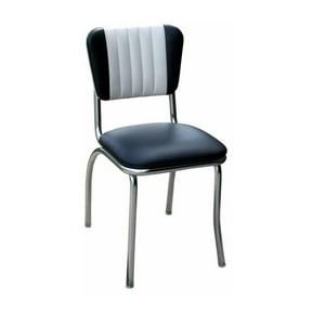 Dual Tone Channel Back Diner Chair with 1" Pulled Seat-Color:Black