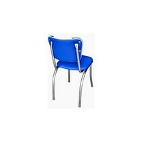 V-Back Diner Chair with Stripe with 1" Pulled Seat-Color:Royal Blue/White