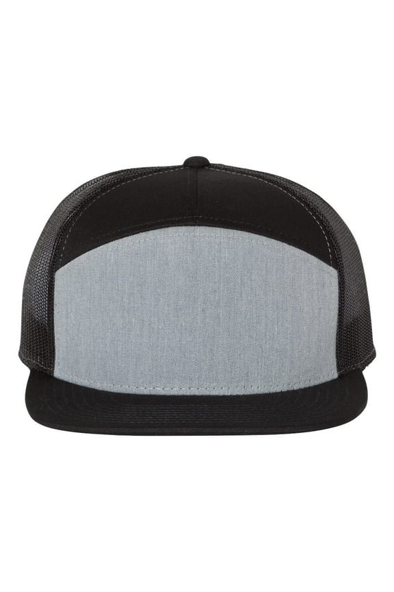 Seven-Panel Trucker Cap in Heather Grey/ Black One Size | 168
