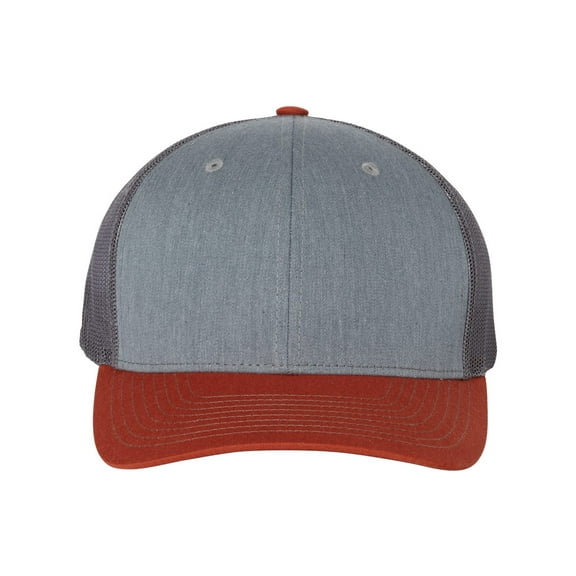 Richardson - Snapback Trucker Cap - 112 - Heather Grey/ Charcoal/ Dark Orange