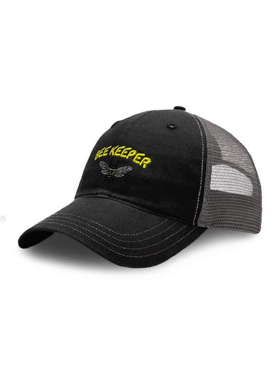 Richardson Soft Mesh Cap Hat Embroidered Bee Keeper Honey Farmer Bees Embroidery Trucker Hats for Men & Women Cotton Black Charcoal Design Only