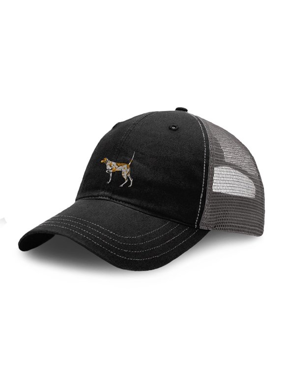 Richardson Soft Mesh Cap Hat Embroidered German Shorthaired Pointer Embroidery Trucker Hats for Men & Women Cotton Black Charcoal Design Only