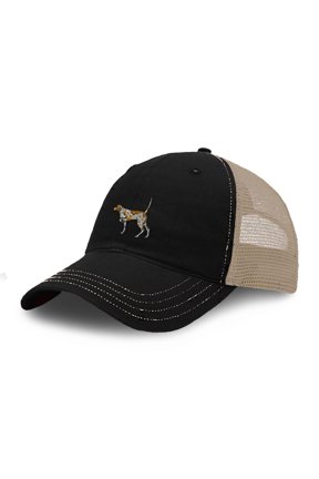 Richardson Soft Mesh Cap Hat Embroidered German Shorthaired Pointer Embroidery Trucker Hats for Men & Women Cotton Black Tan Design Only