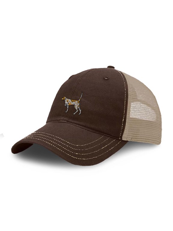 Richardson Soft Mesh Cap Hat Embroidered German Shorthaired Pointer Embroidery Trucker Hats for Men & Women Cotton Brown Khaki Design Only