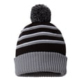 thumbnail image 1 of Richardson - Stripe Pom Cuffed Beanie - 134 - Black/ Grey/ White - Size: One Size, 1 of 3