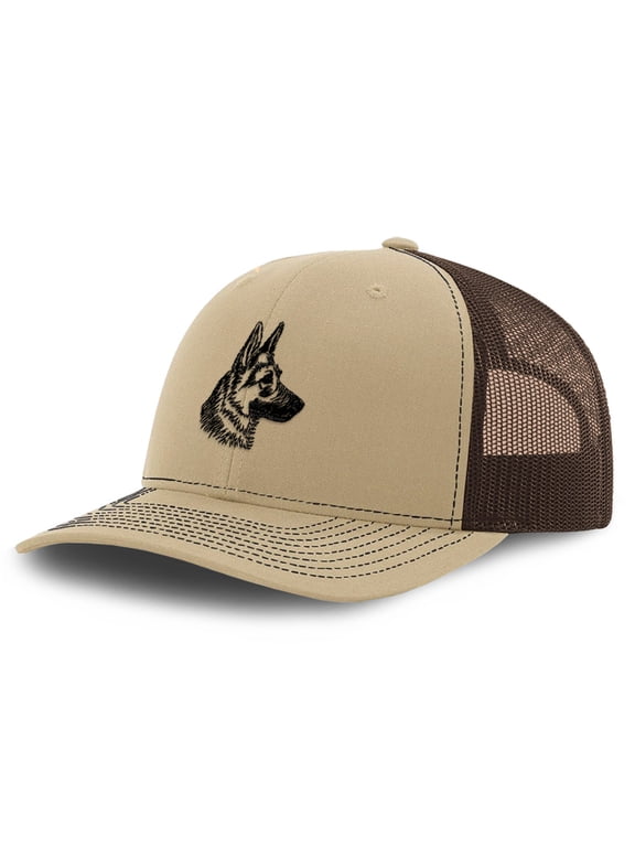 Richardson Trucker Hat Black German Shepherd Head Embroidery Polyester Baseball Cap Snapback Khaki Coffee Design Only