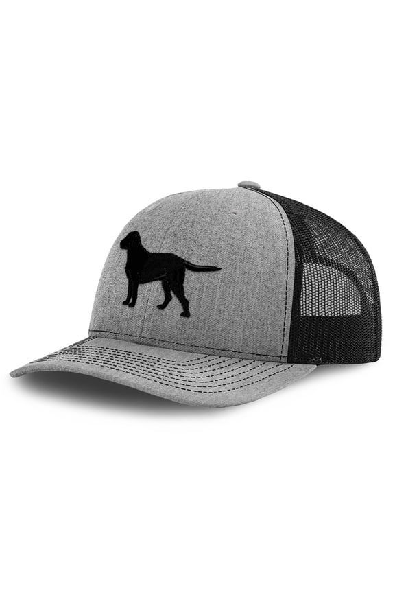 Richardson Trucker Hat Black Labrador Retriever Lab Embroidery Polyester Baseball Cap Snapback Heather Grey Black Design Only