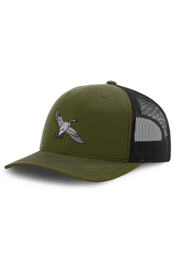 Richardson Trucker Hat Canadian Goose Embroidery Design Polyester Mesh Baseball Cap Snaps Loden/Black Design Only