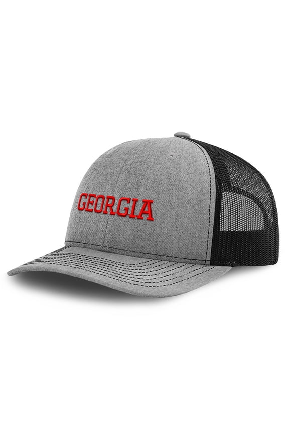 Richardson Trucker Hat Georgia State America USA D Embroidery Polyester Baseball Cap Snapback Heather Grey Black Design Only