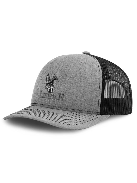 Richardson Trucker Hat Lineman D Embroidery Polyester Baseball Cap Snapback Heather Grey Black