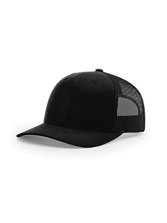 Unisex 112 Trucker Adjustable Snapback Baseball Cap, Solid Black, One Size Fits Most