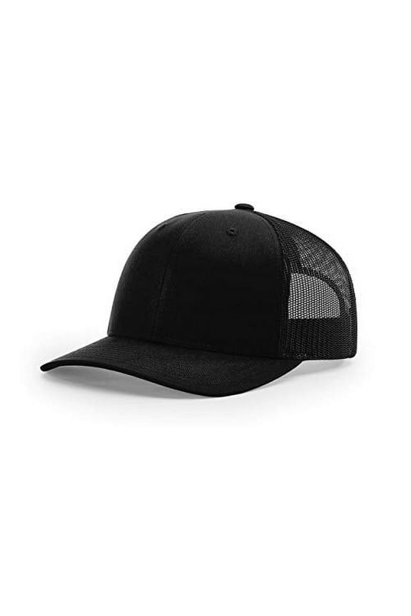 Unisex 112 Trucker Adjustable Snapback Baseball Cap, Solid Black, One Size Fits Most