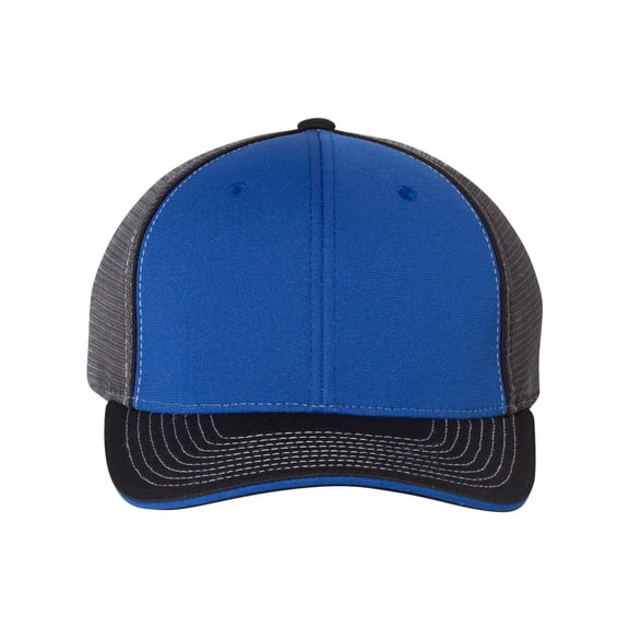 Richardson Unisex 172 Trucker Pulse Sportmesh R-Flex Baseball Cap, Tri Royal/Charcoal/Black, Large/X-Large