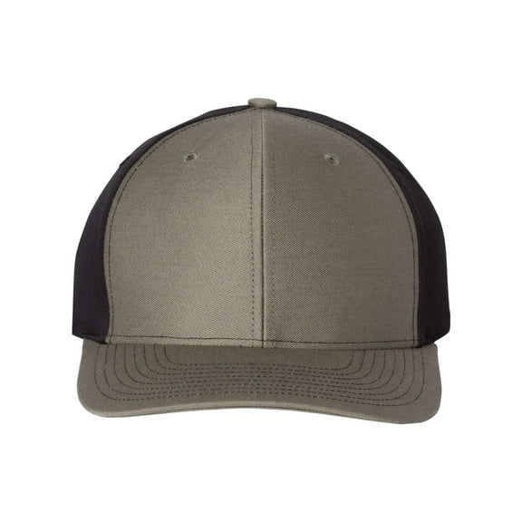Richardson Unisex 312 Twill-Back Trucker Adjustable Backstrap Baseball Cap, Split Loden/Black, One Size Fits Most