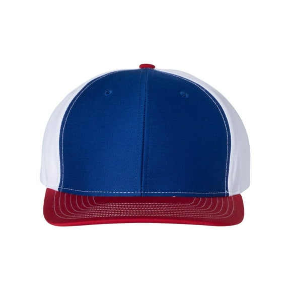 Richardson Unisex 312 Twill-Back Trucker Adjustable Backstrap Baseball Cap, Tri Royal/White/Red, One Size Fits Most