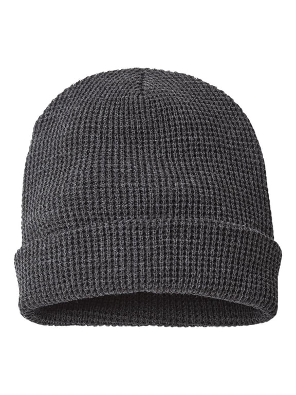 Waffle Cuffed Beanie, Heather Charcoal - One Size