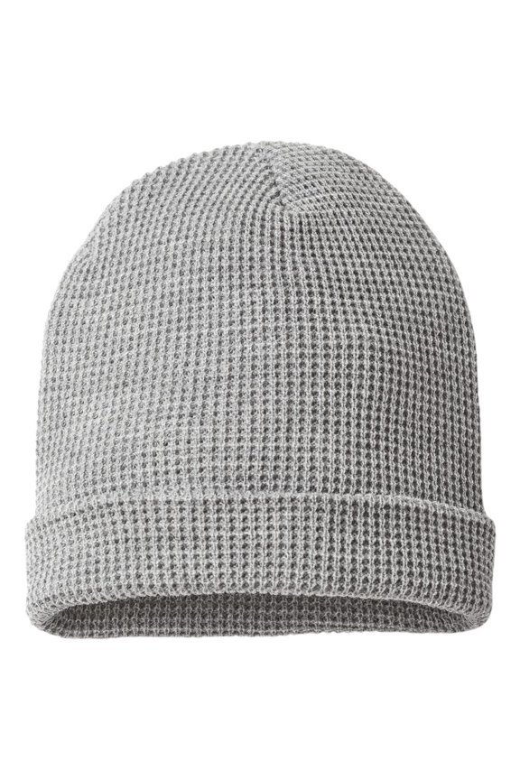 - Waffle Cuffed Beanie - 146R - Heather Grey - Size: One Size