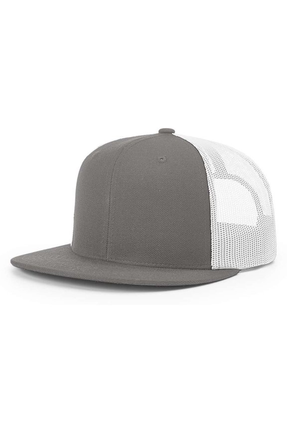 - Wool Blend Flat Bill Trucker Cap - 511 - Charcoal/ White