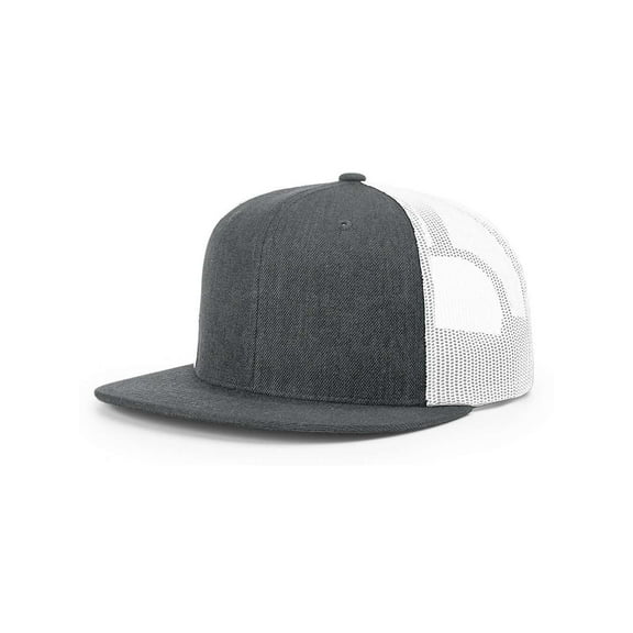 Richardson - Wool Blend Flat Bill Trucker Cap - 511 - Heather Charcoal/ White