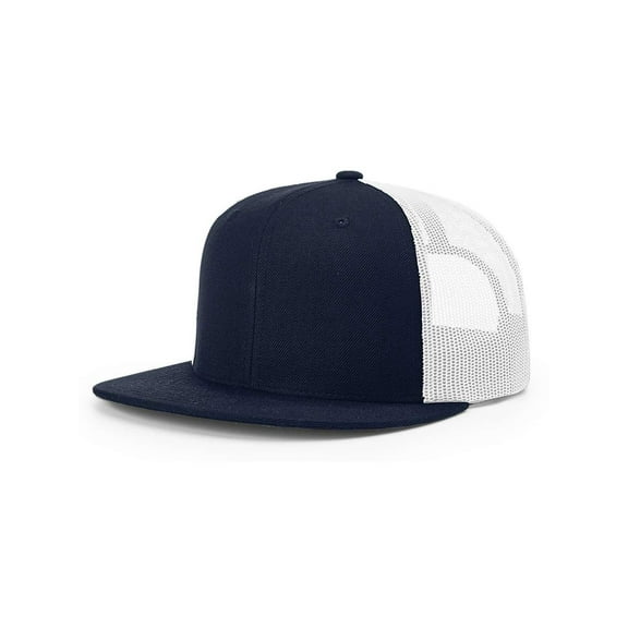 Richardson - Wool Blend Flat Bill Trucker Cap - 511 - Navy/ White - Size: Adjustable