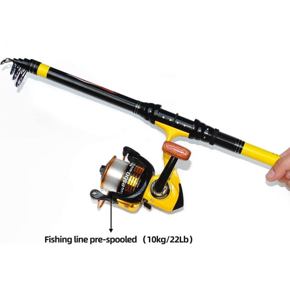 Richcat Fishing Rod and Reel Combo, Medium Heavy Poles and Reels Telescopic Rod Kits for Adults, 22lb Line Pre-spooled with Spining Reel for Travel Saltwater Freshwater Catfish Bass Fishing