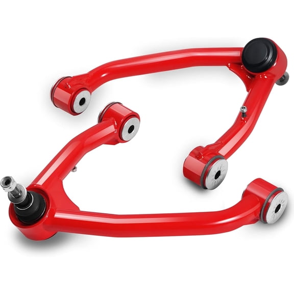 Richeer 2-4" Lift Front Upper Control Arms for 2007-2018 Silverado Sierra 1500 with Ball Joint, Red Upgrade PU Bushing Adjustable Suspension Arm, Replacement OEM Factory Suspension Arms, 2PCS