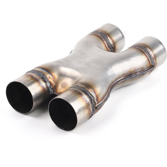 Richeer 2.5 Inch Exhaust X Pipe, 2.5" Inlet 2.5" Outlet 12" Overall Length Stainless Steel Universal Exhaust Pipe Dual 2 1/2 Inch Crossover X Pipe, Weld On
