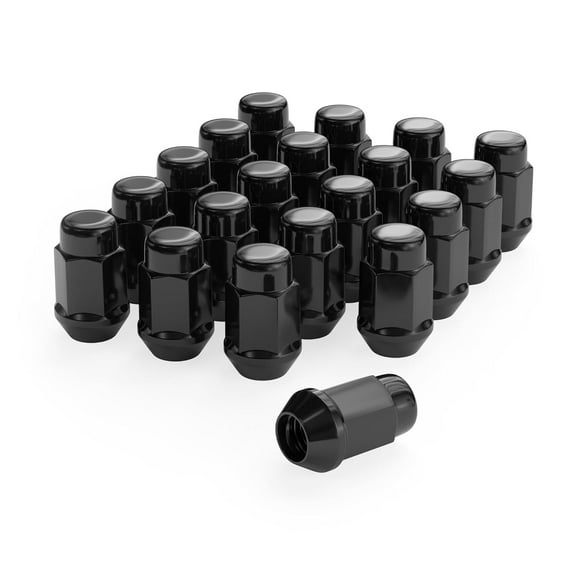 Richeer 20pcs 1.4 inch Black 1/2-20 Closed End Bulge Acorn Lug Nuts - 3/4" 19mm Hex Wheel Lug Nut for Bronco Mustang Ranger Safari YJ TJ KJ KK ZJ WJ WK XK MJ XJ