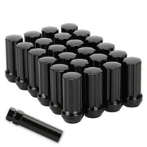 Richeer M14x1.5 Lug Nuts for Silverado Suburban Sierra 1500 Escalade Tahoe Traverse Yukon, 24pcs 14x1.5 Black Lug Nuts Long Extended XL 7 Spline with Socket Key for 6 Lug Aftermarket Wheels