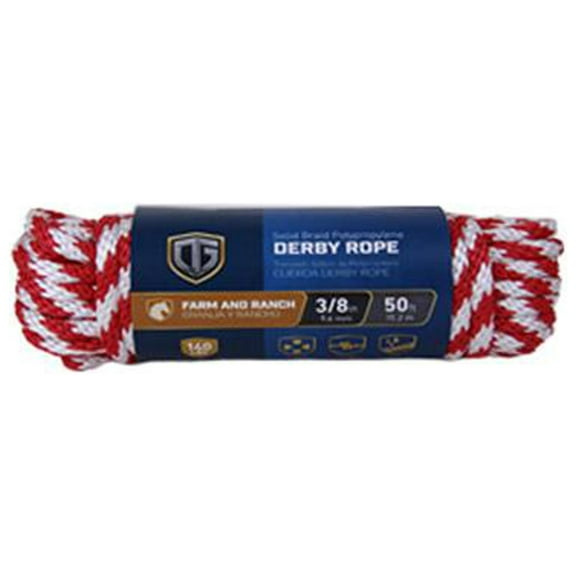 Richelieu 643771 Polypropylene Derby Rope, Braided, Red/White, 3/8-In. x 50-Ft. - Quantity 6