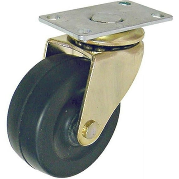 Richelieu America 235923 2 in. TruGuard Soft Rubber Wheel Caster, Black & Brass Finish - Pack of 2