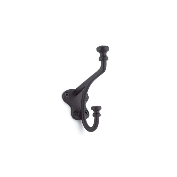 Richelieu BP77129900 4-1/16" Double Metal Coat Hook - Black
