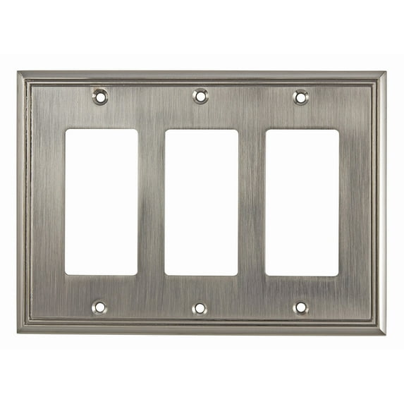 richelieu hardware contemporary style 3 decora switch plate, 4.84", brushed nickel