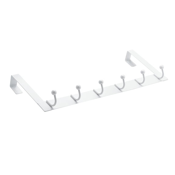 Richelieu T1790130 20" Wide 6 Hook Over The Door Metal Coat Rack - White