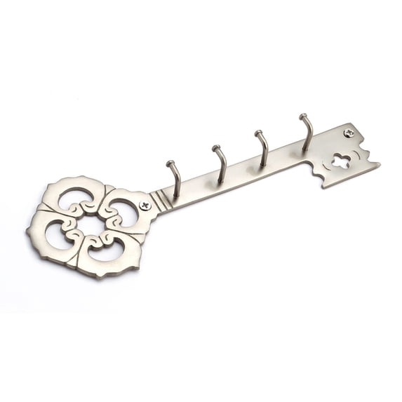 Richelieu T5610184 8-7/8" Wide 4 Hook Brass Key Rack - Nickel