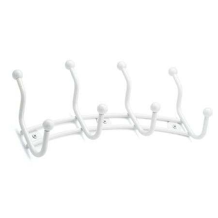 Richelieu T9930130 12-9/16" Wide 4 Hook Metal Coat Rack - White