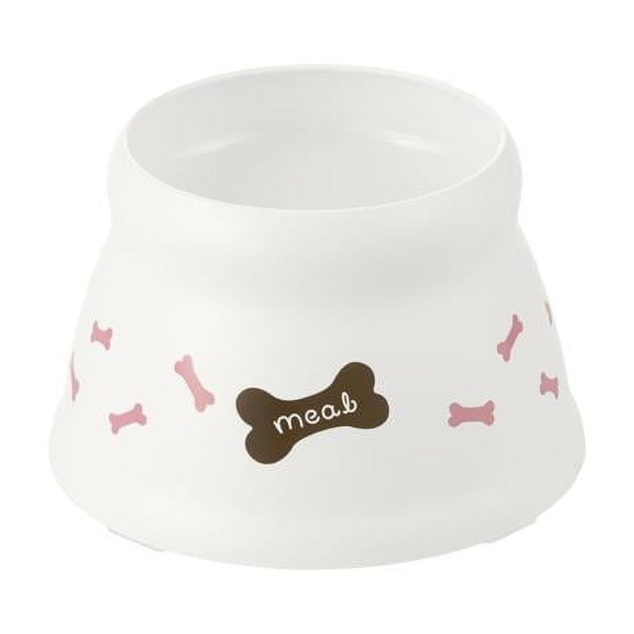 White and Pink Plastic Elevated Dog Bowl for Extra Small Breeds