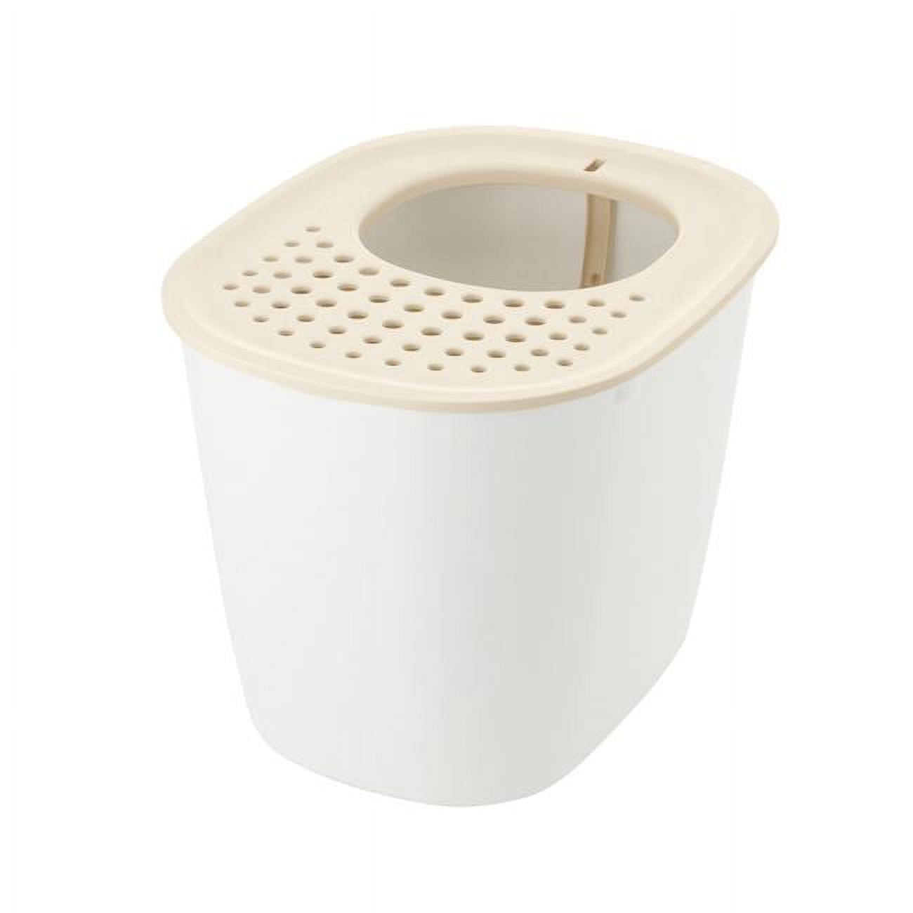 White Plastic Top Entry Cat Litter Box with Scoop