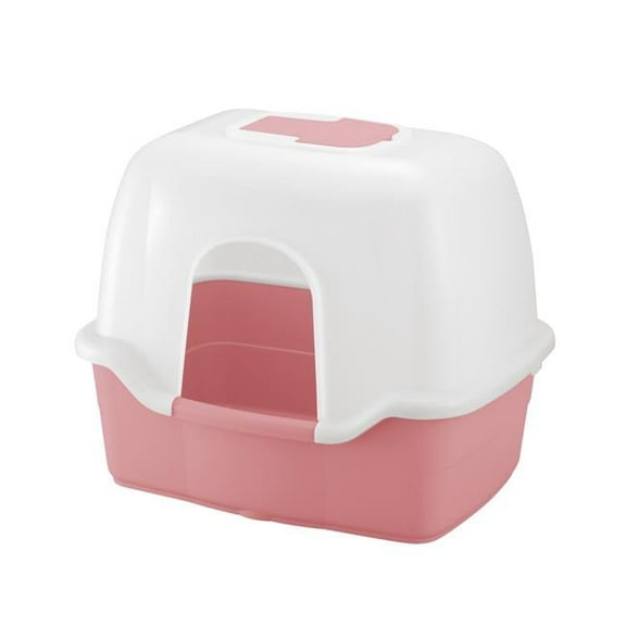 Richell 60022 PAW TRAX Wide Hooded Cat Litter Box - Pink