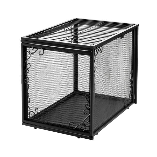 Medium Black Metal Mesh Pet Crate with Door